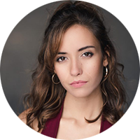 brunette woman with hoop earrings